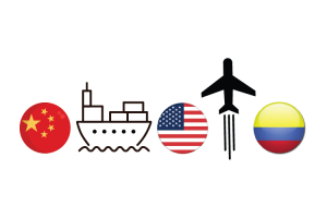 China a Colombia vía Miami barco y casillero